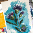 akvarell festmény búzavirág egy Hahnemühle Selection akvarell válogatás tömbön