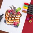 5 darab Sonnet márkájú alkoholos színes filctoll egy rajzolt kép mellett