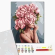 Kép 2/5 - Számfestő, számozott kifestő Pünkösdirózsa érintése 40 × 50 cm feszített vászon