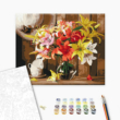 Kép 2/5 - Brushme számfestő készlet Színes liliomcsokor 40 × 50 cm feszített vászon