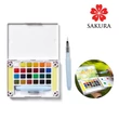 Kép 5/5 - Sakura Koi Akvarellfesték Készlet, 24 darabos, utazó, víztartályos ecsettel