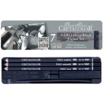 Cretacolor NERO Deep Black - 7 darabos grafikai válogatás fémdobozban