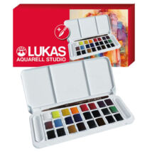 Lukas Aquarell Studio utazókészlet 24 × 1/2 szilke, ajándék akvarell ecsettel