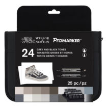 Promarker Winsor&N. 24 db-os SZÜRKE&FEKETE árnyalatos filctollkészlet BLENDERREL