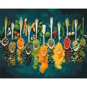 Számfestő, számozott kifestő Fűszerek 40 × 50 cm feszített vászon Brushme