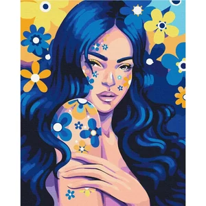 Számfestő, számozott kifestő Indigó lány 40 × 50 cm feszített vászon Brushme
