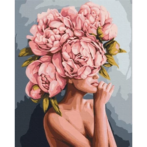 Számfestő, számozott kifestő Pünkösdi rózsa érintése 40 × 50 cm feszített vászon