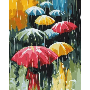 Számfestő, számozott kifestő Színes esernyők 40 × 50 cm feszített vászon Brushme
