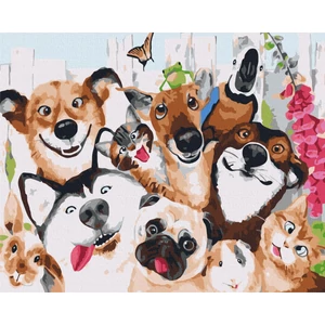 Számfestő, számozott kifestő Állati szelfi 40 × 50 cm feszített vászon Brushme