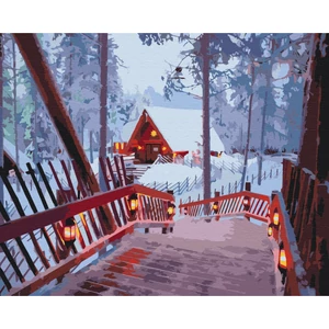 Számfestő, számozott kifestő Hangulatos átkelő 40 × 50 cm feszített vászon