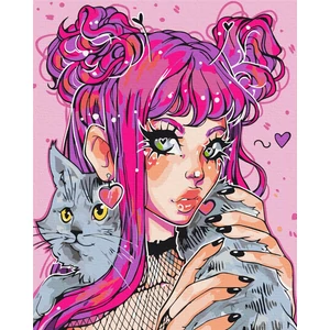 Számfestő, számozott kifestő Macska tekintet 40 × 50 cm feszített vászon Brushme