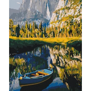 Számfestő, számozott kifestő Csónak a hegyekben 40 × 50 cm feszített vászon