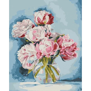 Számfestő, számozott kifestő Pünkösi rózsák vázában 40 × 50 cm feszített vászon