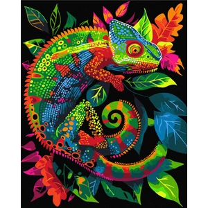 Számfestő, számozott kifestő Neon kaméleon 40 × 50 cm feszített vászon Brushme