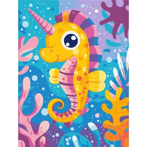 Számfestő, számozott kifestő Tengeri unikornis 30 × 40 cm feszített vászon