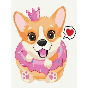 Számfestő, számozott kifestő Corgi hercegnő 30 × 40 cm feszített vászon Brushme