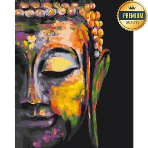 Számfestő, számozott kifestő Színes Buddha 40 × 50 cm feszített vászon Brushme