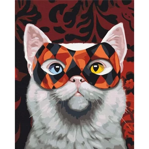 Számfestő, számozott kifestő Cica álarcban 40 × 50 cm feszített vászon Brushme