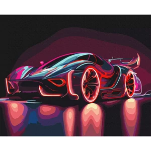 Számfestő, számozott kifestő Neon autó 40 × 50 cm feszített vászon Brushme