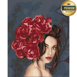 Számfestő, számozott kifestő Rózsás Hölgy rózsában 40 × 50 cm feszített vászon