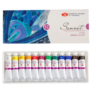 Sonnet akrilfesték készlet 12 × 18 ml Nevskaya Palitra St. Petersburg