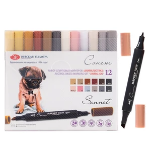 Sonnet kétvégű alkoholos marker, filctoll állatok 12 darabos készlet