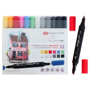 Sonnet kétvégű alkoholos marker, filctoll építészet 12 darabos készlet
