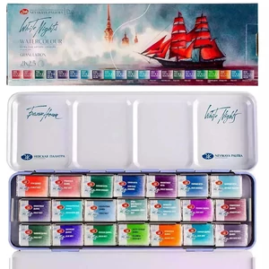 White Nights szemcsés, granuláló 21 szilkés akvarellfesték készlet fém dobozban