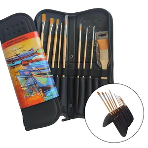 Sonnet akril, akvarell kezdő ecsetkészlet ecsettartóban 9 darabos