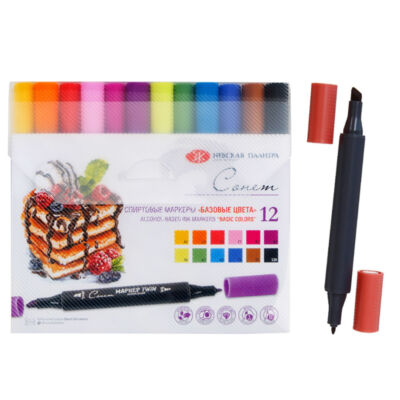 Sonnet kétvégű alkoholos marker alap színek 12 darabos készlet