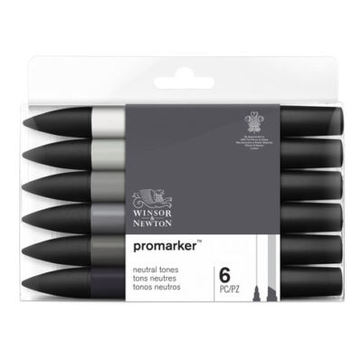 ProMarker Winsor&N. 6 db-os semleges (neutral) filctoll készlet; szürke árnyalat