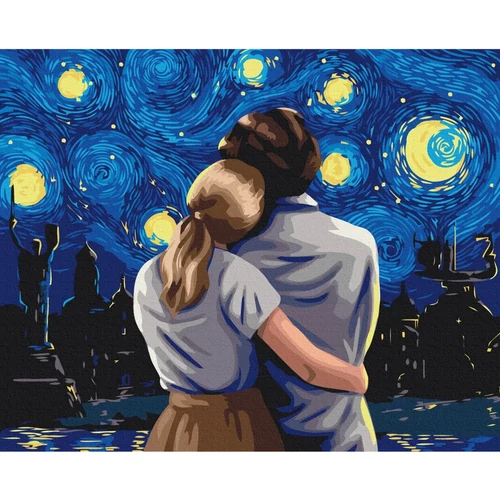 Számfestő, számozott kifestő Pillantás az éjszakára 40 × 50 cm feszített vászon