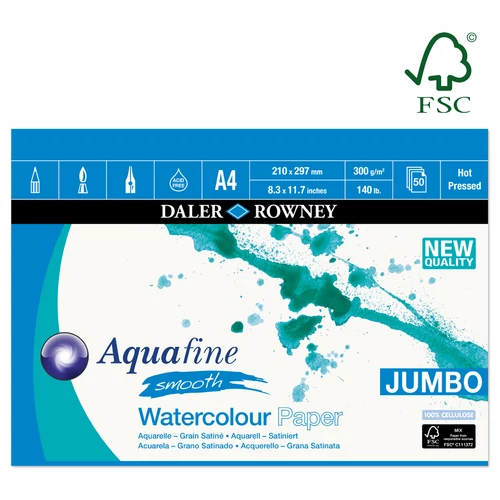 Aquafine Jumbo akvarelltömb szatén HP 300 g 50 lap A4 Daler-Rowney
