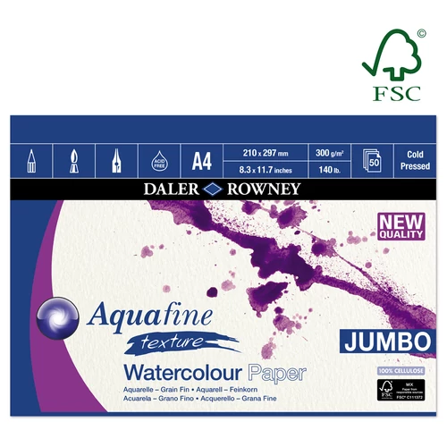 Aquafine Jumbo akvarelltömb érdes CP 300 g 50 lap A4 Daler-Rowney