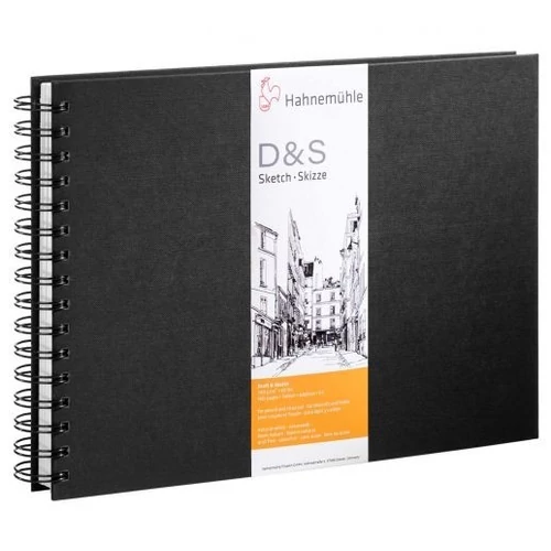 Hahnemühle D&S skicc tömb spirálos fekete 140 g A5 fekvő