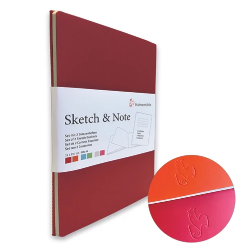 Hahnemühle vázlatfüzet, rajztömb Sketch&Note Cerise, Paprika 125 g A4
