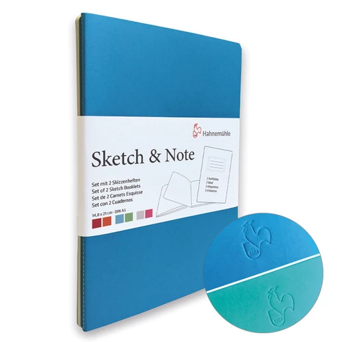 Hahnemühle vázlatfüzet, rajztömb Sketch&Note Delphinium, Menthe 125 g A5
