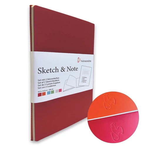 Hahnemühle vázlatfüzet, rajztömb Sketch&Note Cerise, Paprika 125 g A6