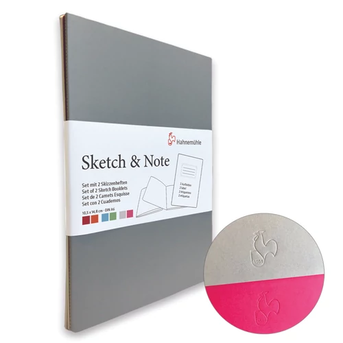 Hahnemühle vázlatfüzet, rajztömb Sketch&Note Laurier, Fuchsia 125 g A6