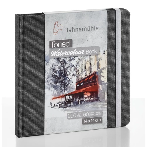 Hahnemühle Toned akvarell könyv Watercolour Book szürke, 14 × 14 cm