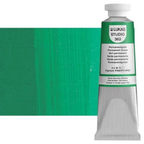 Olajfesték 37 ml Lukas Studio olaj, 0363 Permanent Green