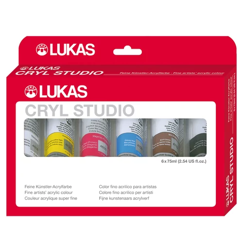 Lukas Cryl Studio művész akrilfesték készlet dobozban 6 db 75 ml-es