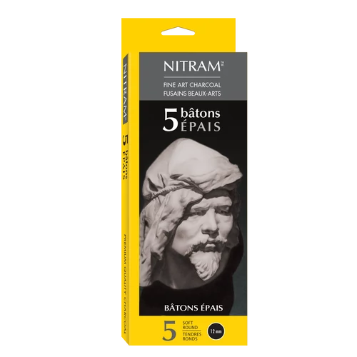 Nitram Bâtons Épais extra soft professzionális rajzszén 12 mm