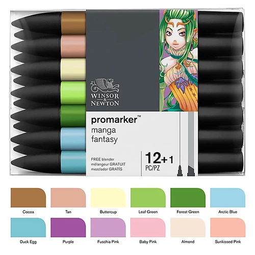 Promarker Winsor&Newton 12 db-os MANGA Fantasy filctoll készlet + Blender
