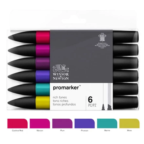 Promarker Winsor&Newton 6 db-os gazdag, mély árnyalatú (rich) filctoll készlet
