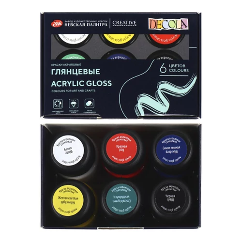 Decola hobby akrilfesték készlet fényes 6 × 20 ml