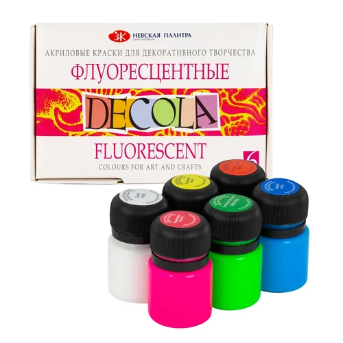 Decola fluoreszkáló hobby akrilfesték készlet 6 × 20 ml neon