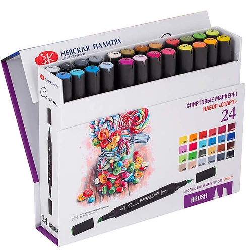 Sonnet brush kétvégű alkoholos ecsetfilc 24 darabos készlet Start