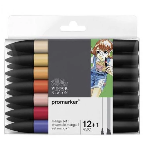 Promarker Winsor&Newton 12 db-os MANGA filctoll készlet 1 + ajándék Blender