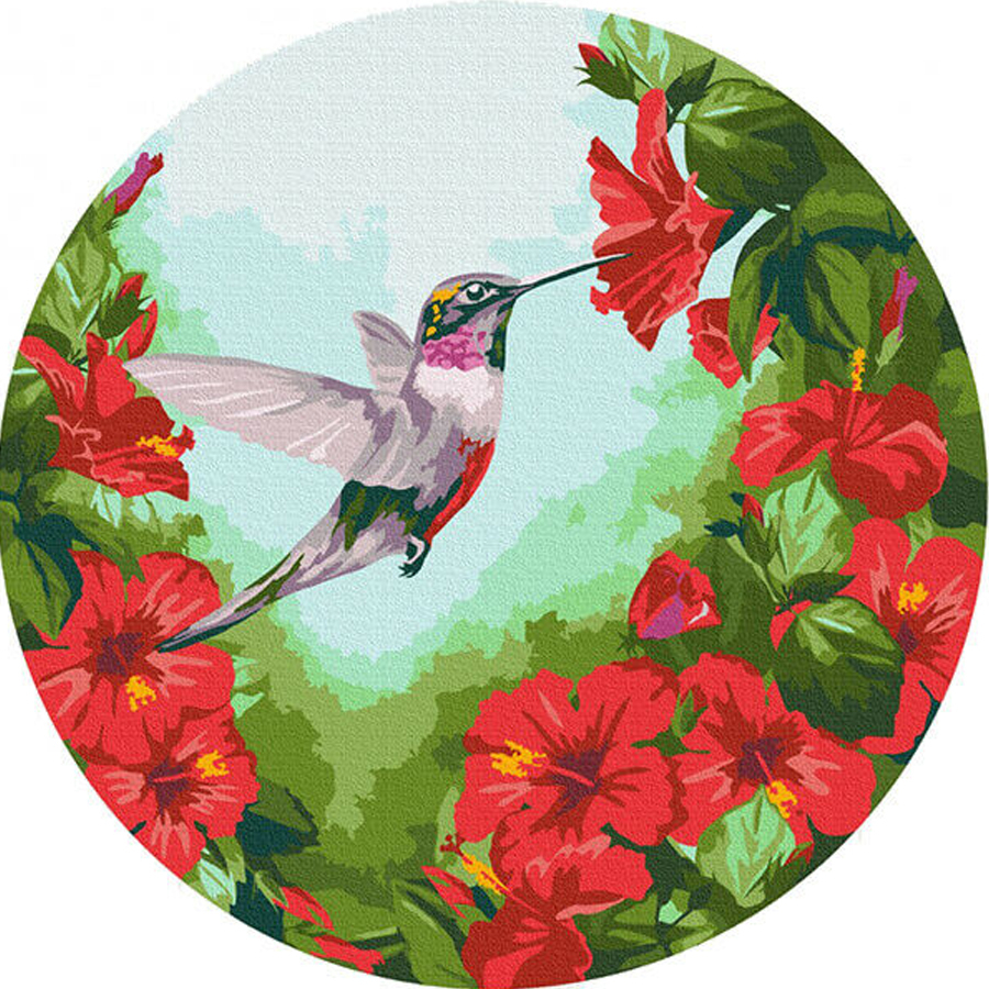 Brushme számfestő készlet Virágos kolibri kör 30 cm